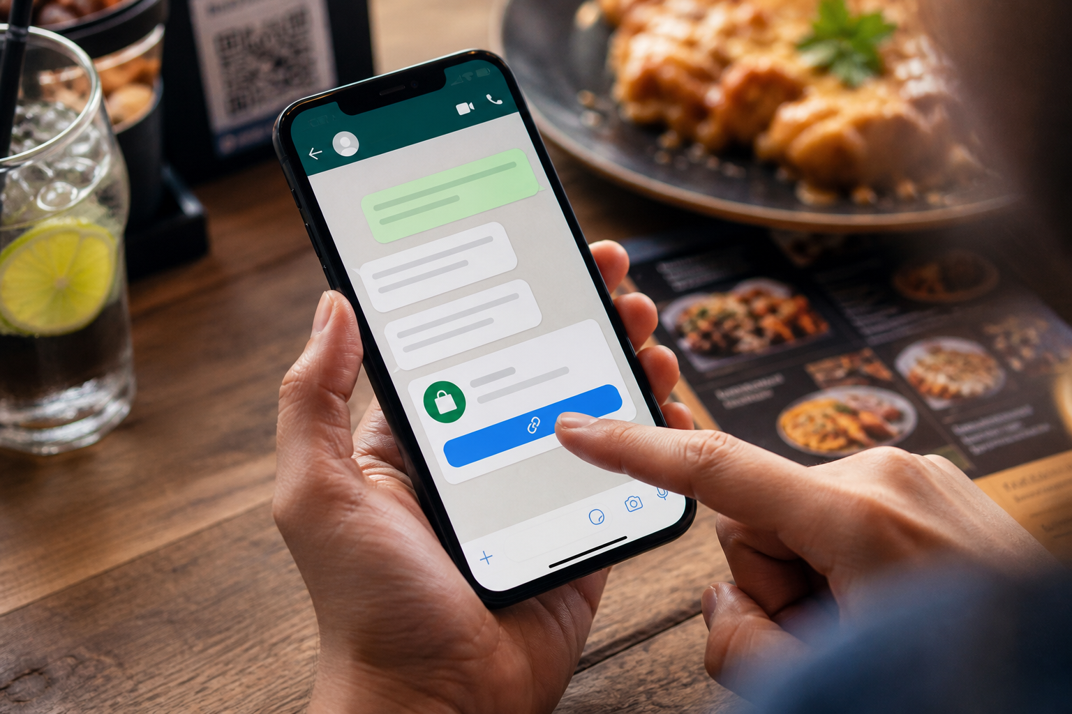 Cliente recebendo link de pedido no celular